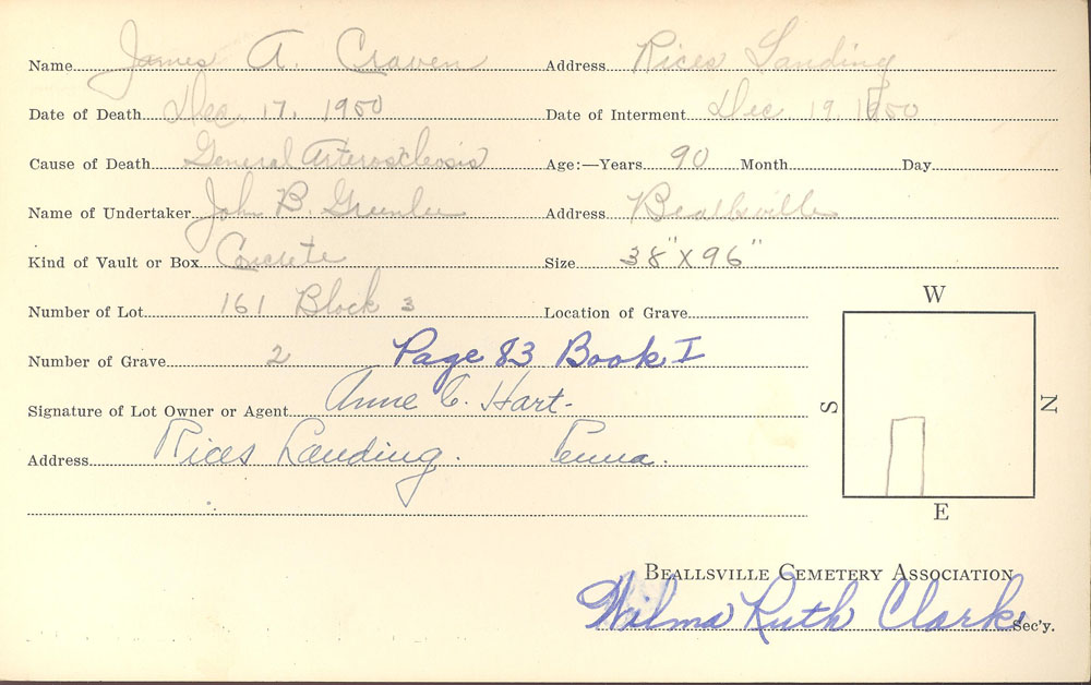 burial card